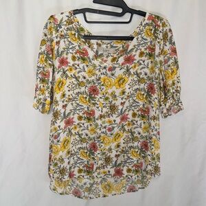 5/$50 Loft size medium floral short, sleeved blouse